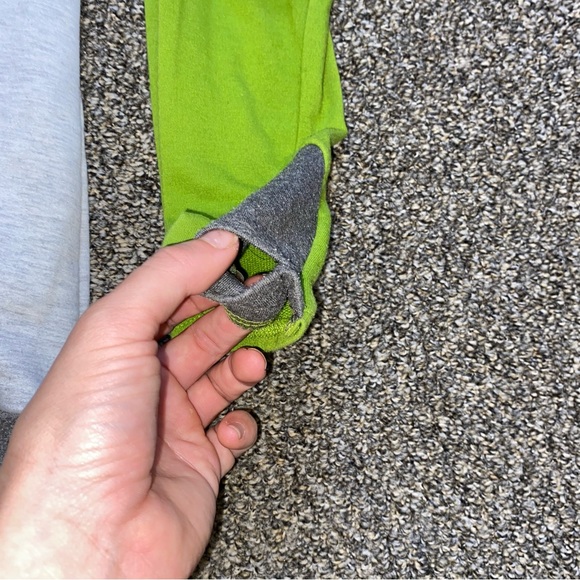 Colorblock Henley Oversize Sweatshirt Turtleneck green and Heather gray M-XL - Picture 5 of 8